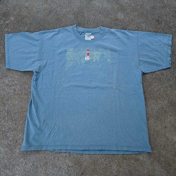 vtg 90s GEORGES SEURAT Sunday Afternoon On La Grande Jatte Art T Shirt Blue XL - Picture 1 of 6